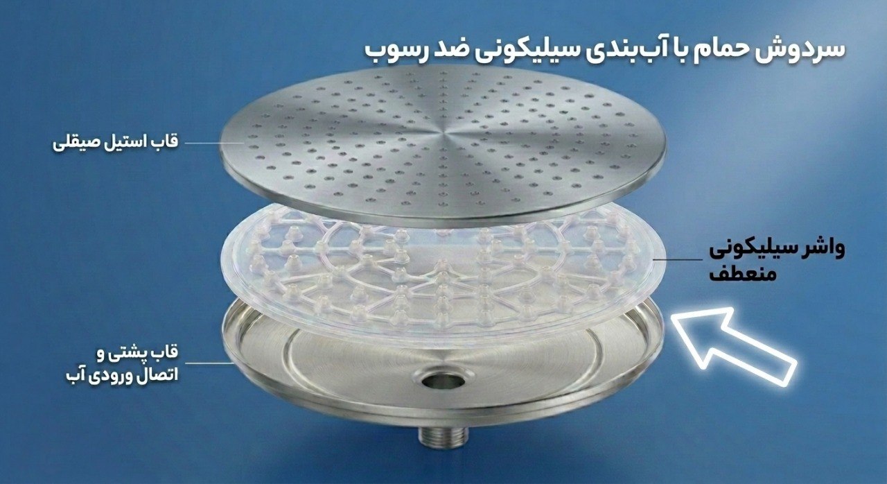 تامین و تولید قطعه سیلیکونی سر دوش با آب‌ بندی یکپارچه شیرالات